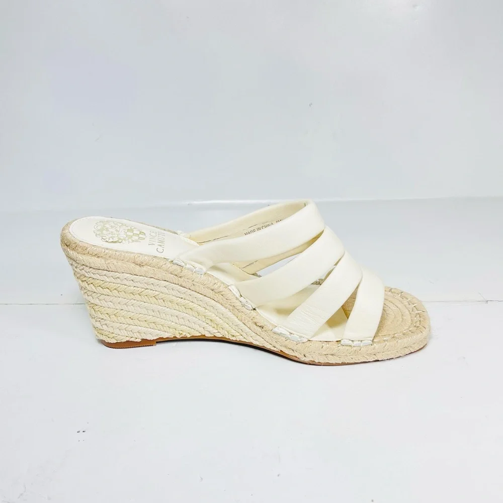 Vince Camuto Molisana Espadrilles Wedge Sandals Womens Size 9M Cream‎ Leather